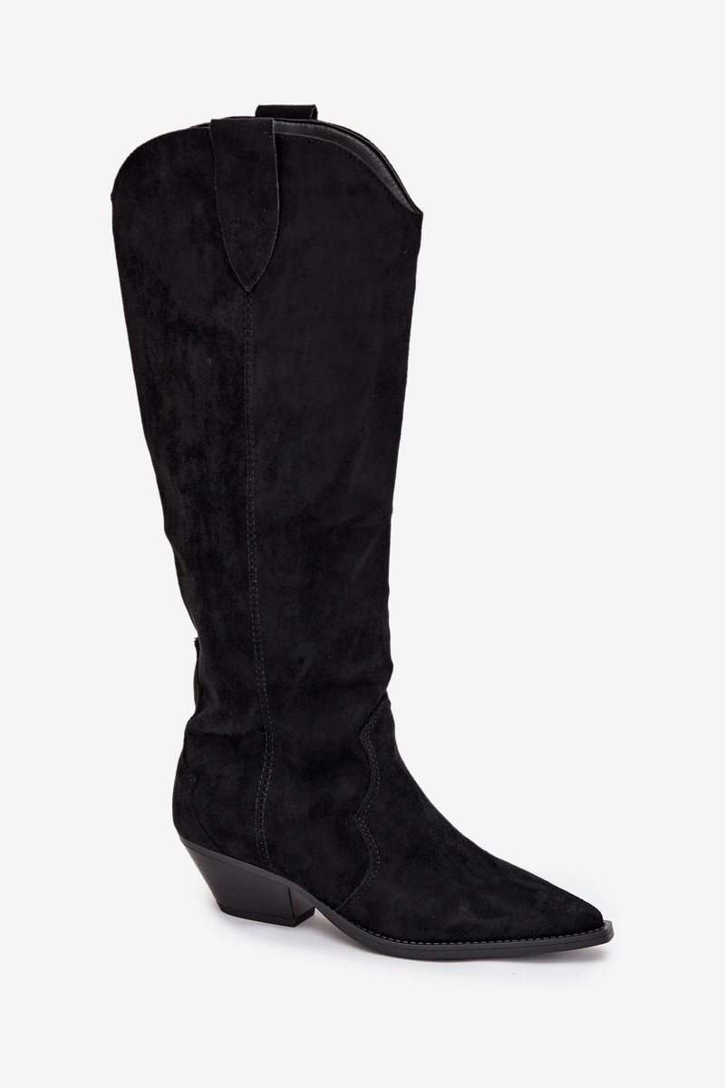 Bottes Santiags style Cowboy petit talons, Noir