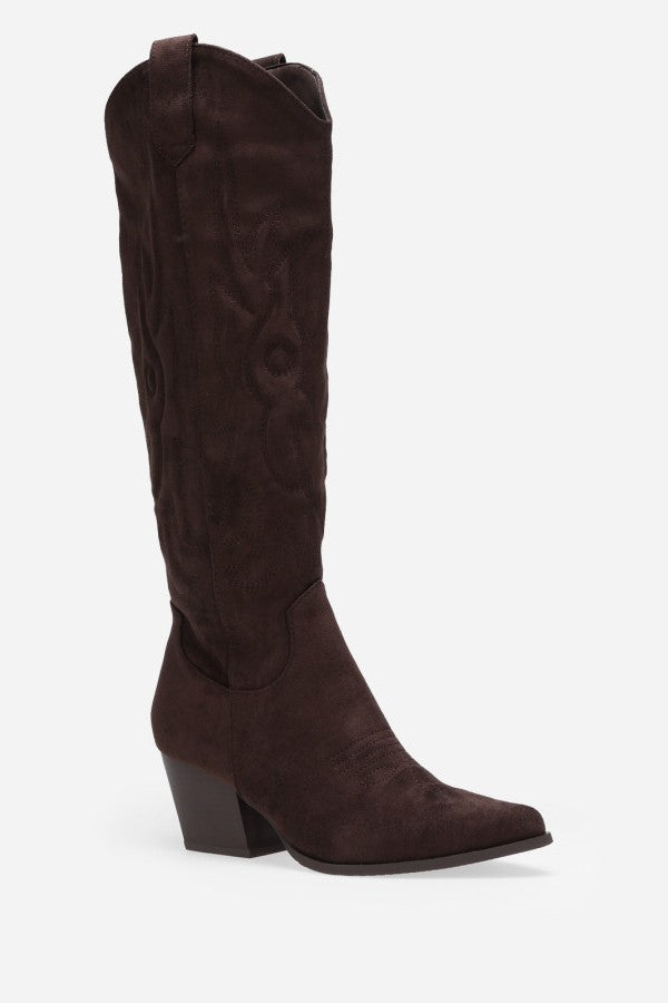 Botte Santiags suédine style Cowboy, Marron