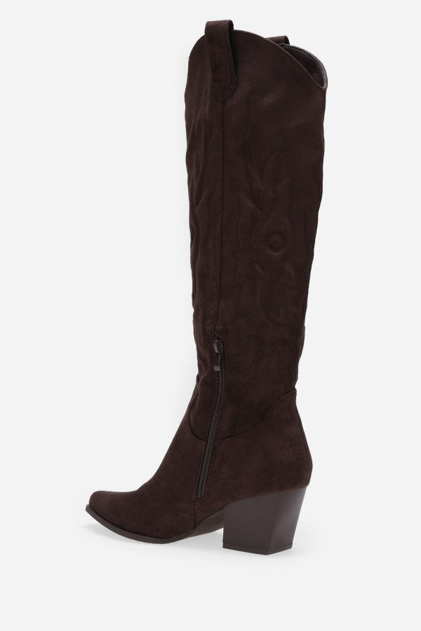 Botte Santiags suédine style Cowboy, Marron