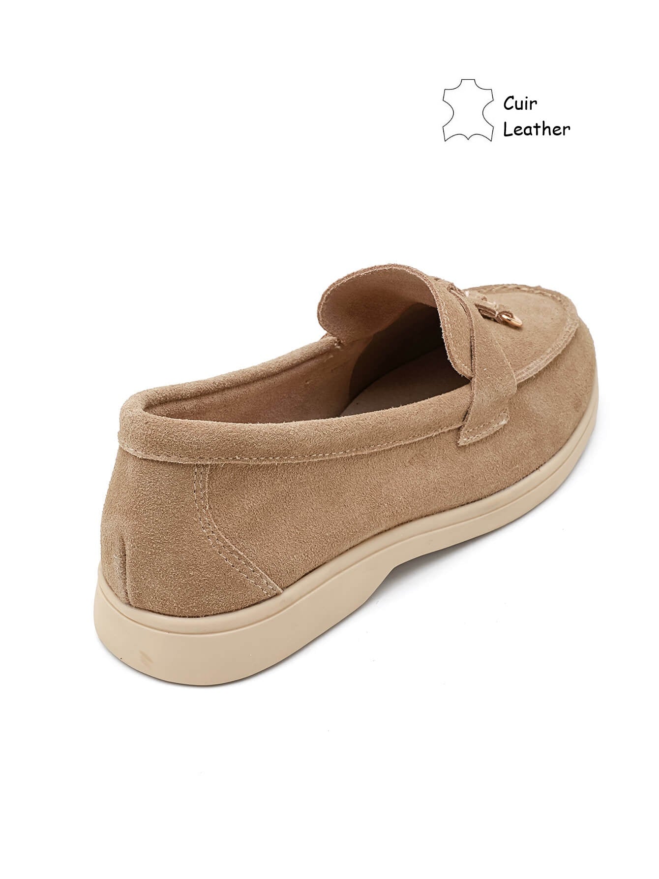 Mocassin / loafer en cuir pour femmes - taupe