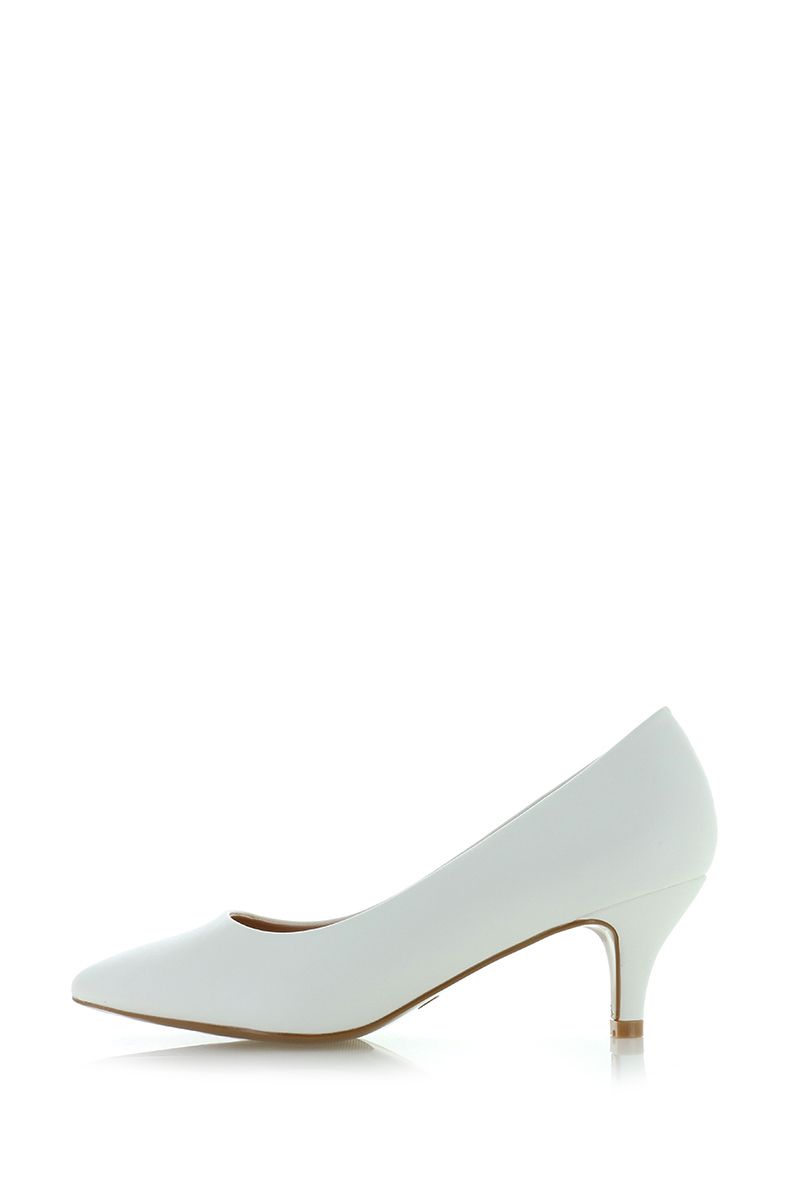 Escarpins blanc mariage à petits talons, avec bout pointu