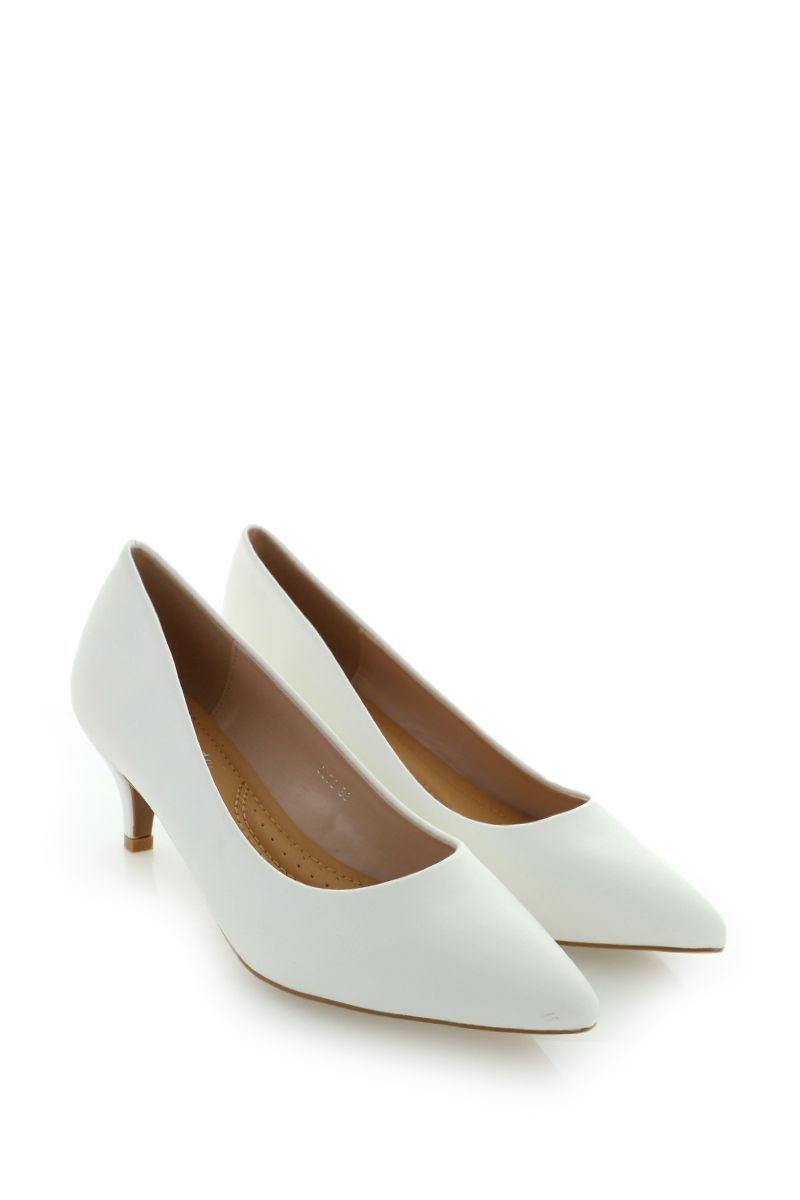 Escarpins blanc mariage à petits talons, avec bout pointu
