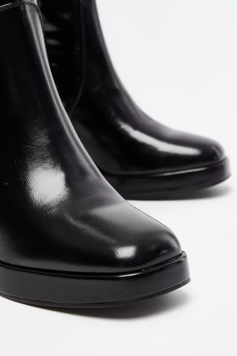 Bottes hautes à talons épais et à Plateforme, Noir