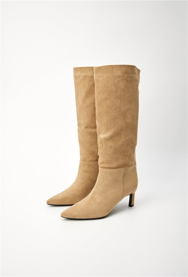 Bottes femmes bout pointu À Talons Kitten, Taupe