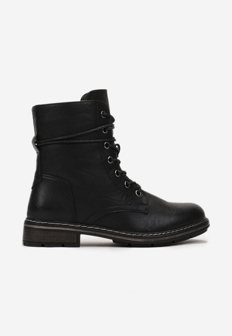 Bottines Femme En Simili Cuir à Lacets - Bottines Plates Cheville, Semelle Antidérapante, Fermeture Éclair Latérale