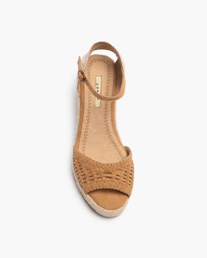 Sandales plateforme compensée et brides tressées, Taupe