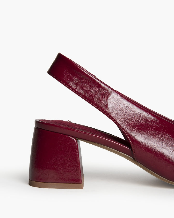 Escarpins slingback talon carré, wine