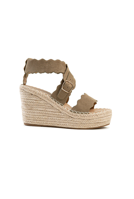 Sandales compensées à plateforme, avec brides croisées, Kaki