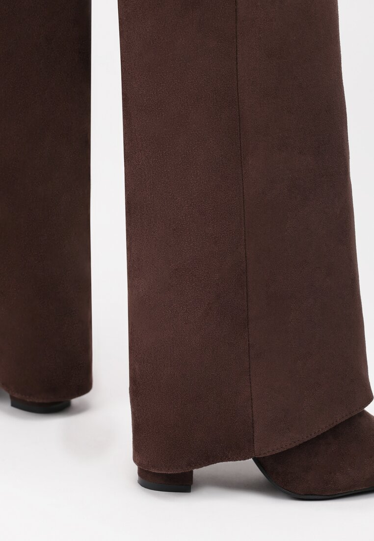 Bottes guêtres à talon carré et bout pointu, Marron foncé