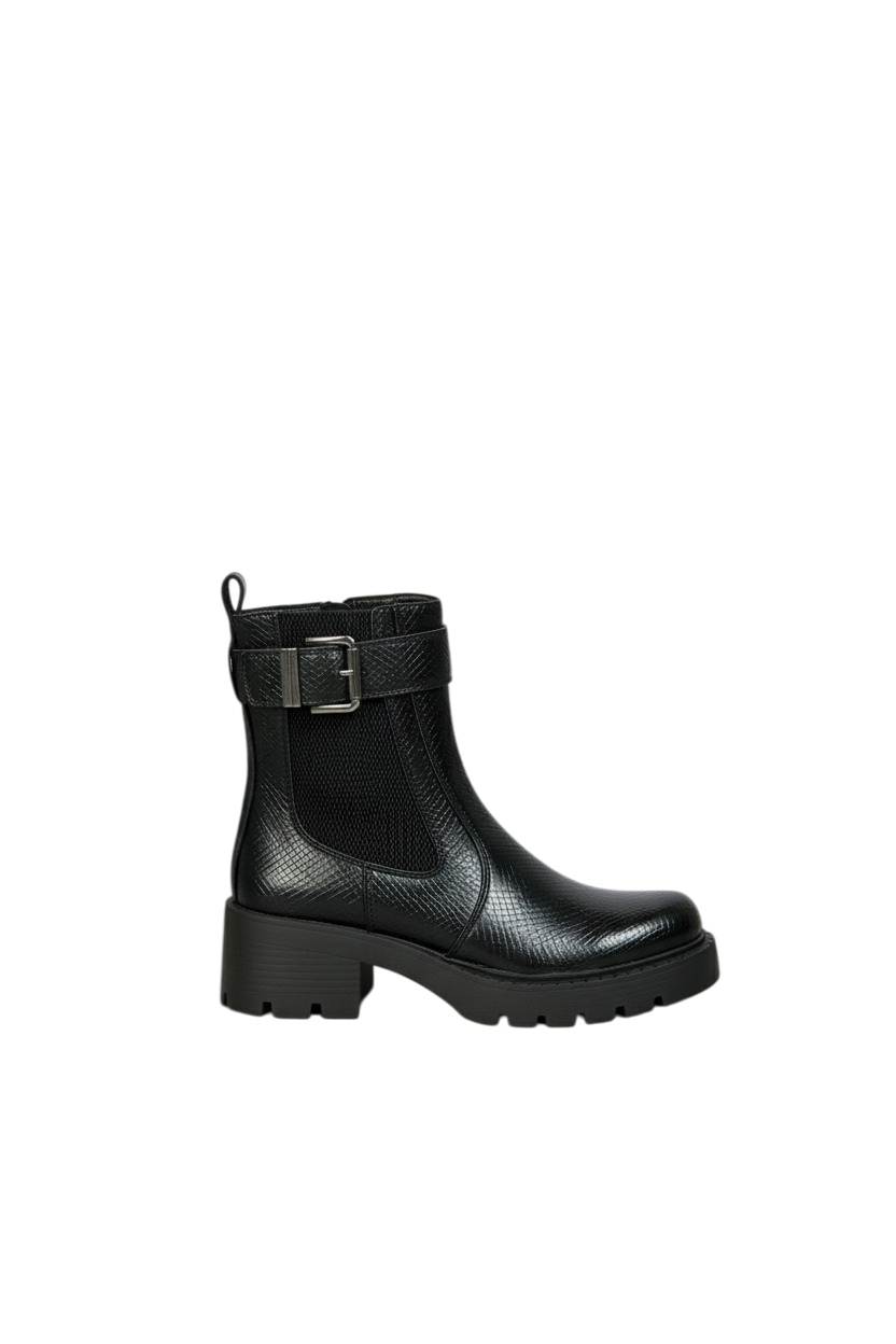 Bottines Chelsea avec boucle et semelle crantée, Noir