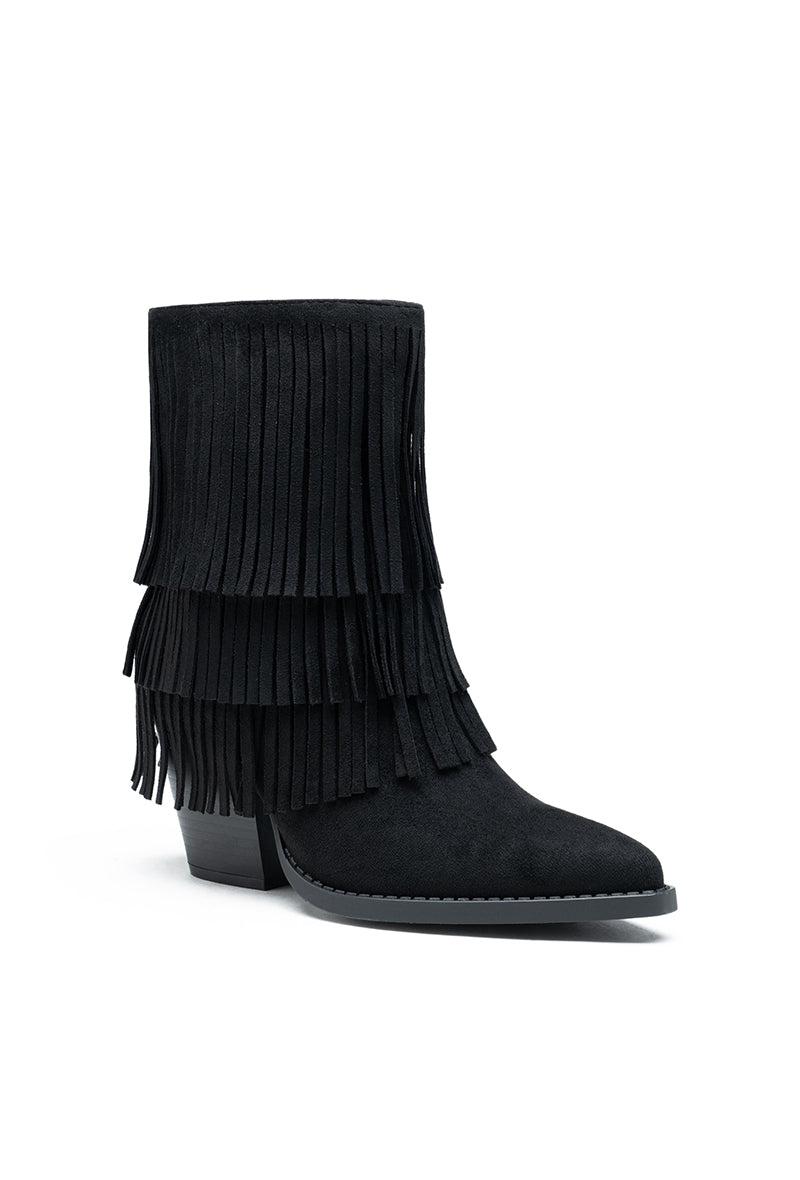 Bottines western Santiags à franges, Noire