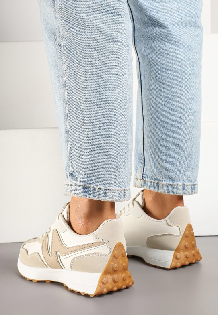 Basket femme à lacets semelle épaisse, Beige