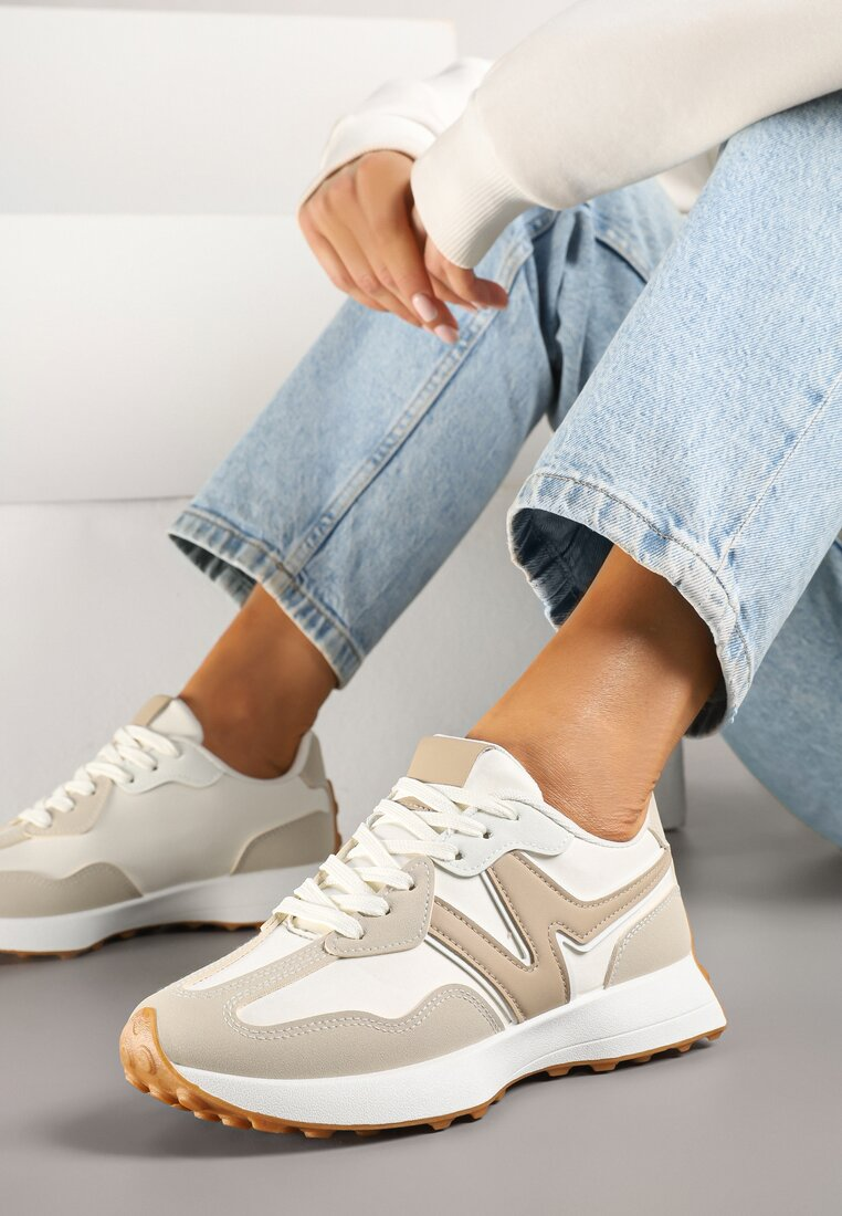 Basket femme à lacets semelle épaisse, Beige