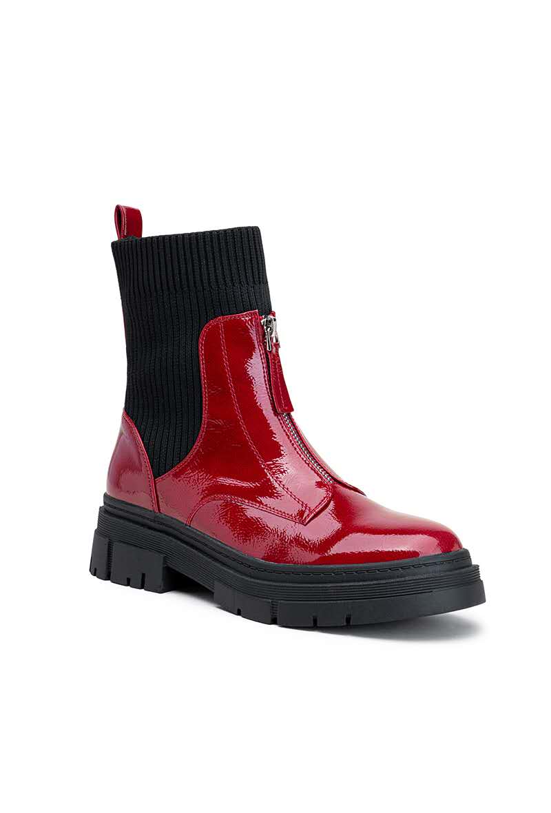 Chelsea boots chaussette zippé, Rouge vernis