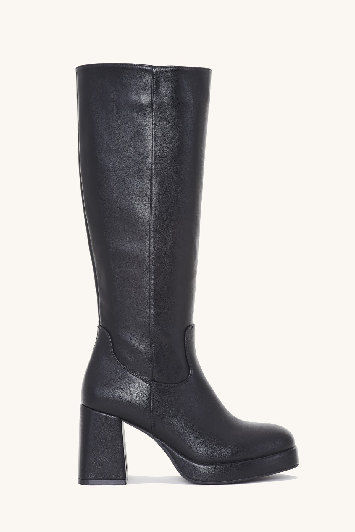 Bottes à talons épais et Plateforme, noire