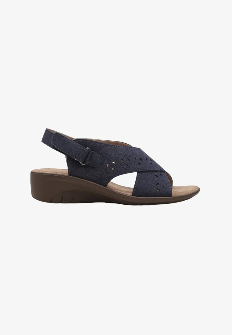 Sandales compensées à brides croisées, Marine