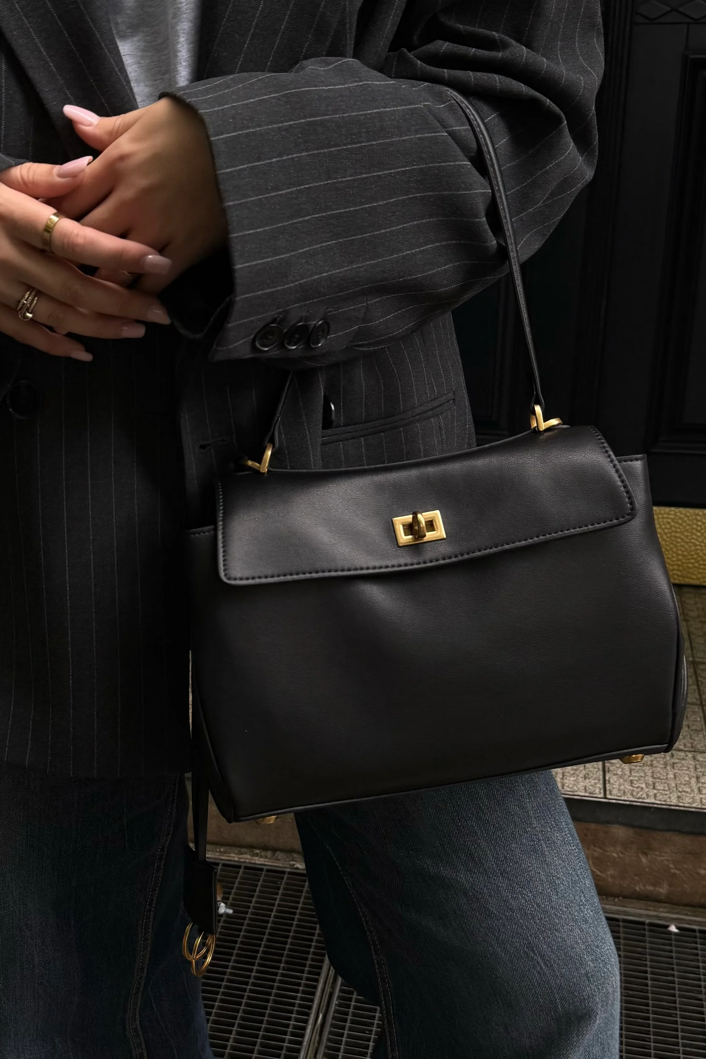 TEXAS Sac cuir avec poignée et boucle doré