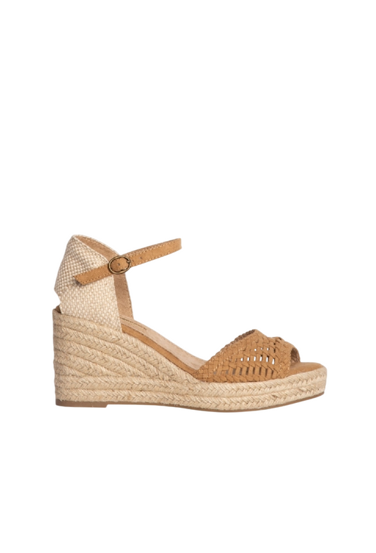 Sandales plateforme compensée et brides tressées, Taupe