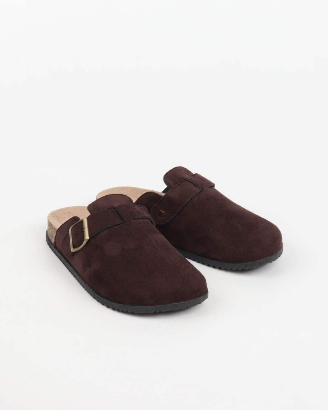 Mules Sabot femme en suédine avec boucle