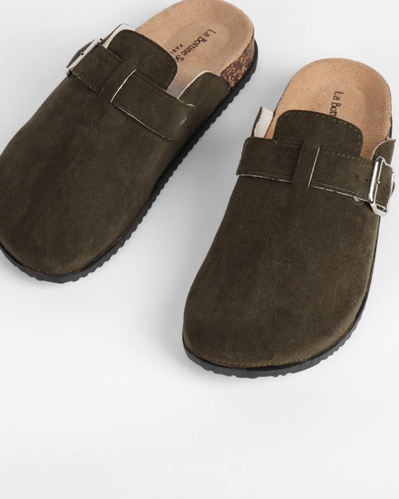 Mules Sabot femme en suédine avec boucle