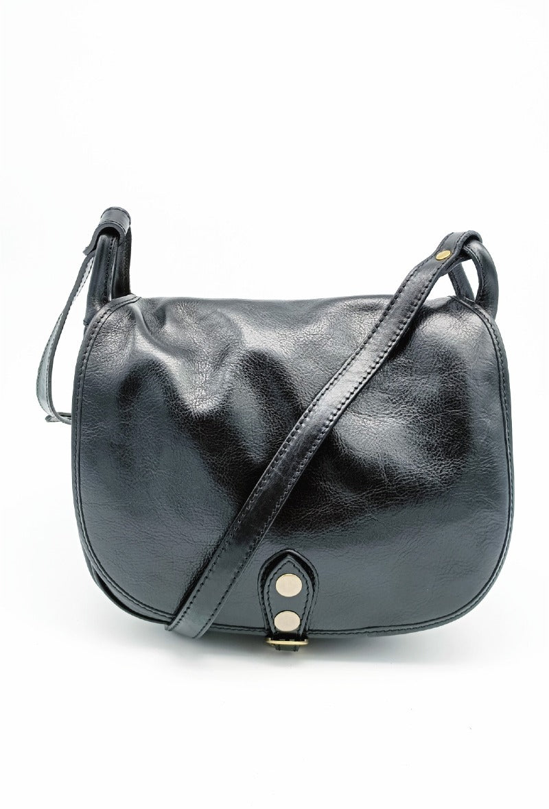 Sac besace porté croisé vintage en cuir, Noir – VERA COLLECTION