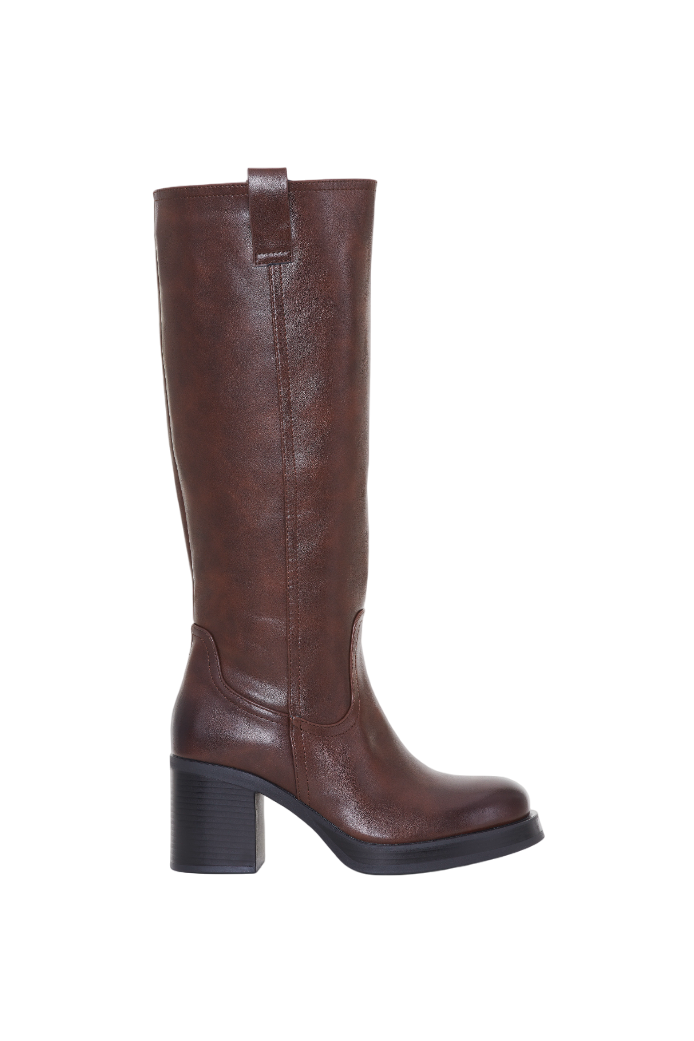 Bottes Marrons à talons épais et à Plateforme