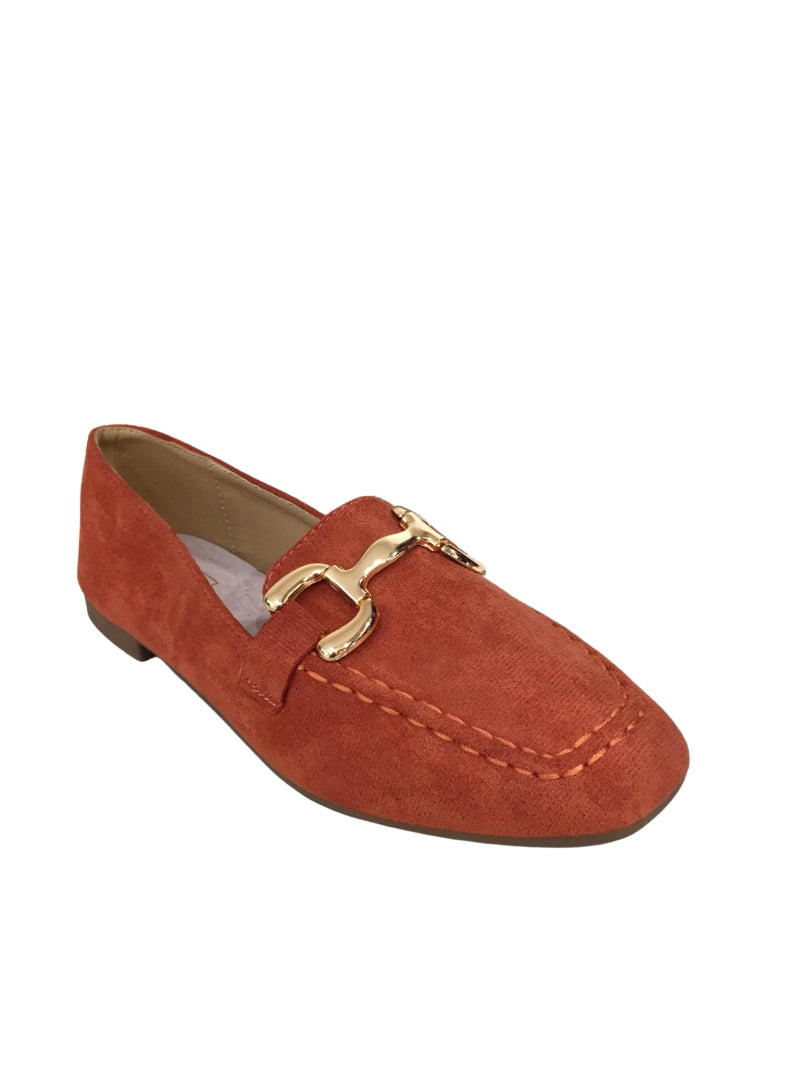Chaussures femmes plates Mocassins souple, Brique