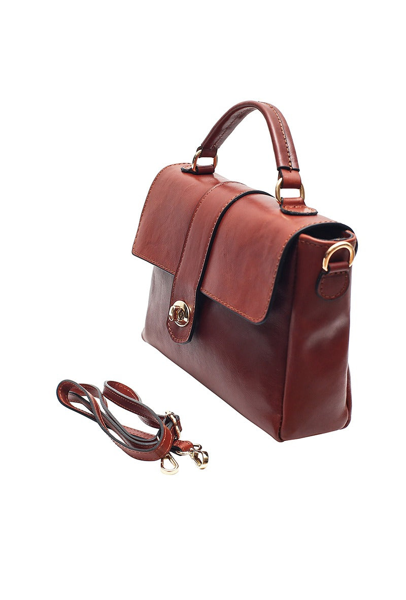 CECILIA Sac cartable en cuir, Marrons