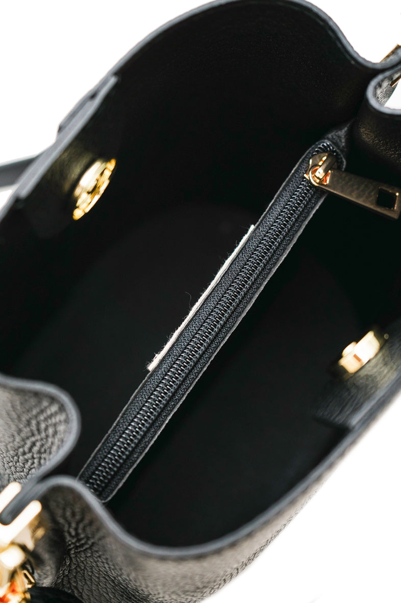 Sac bourse cuir LILWENN - Noir