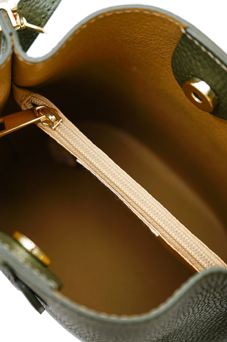 Sac bourse cuir LILWENN - Kaki Vert