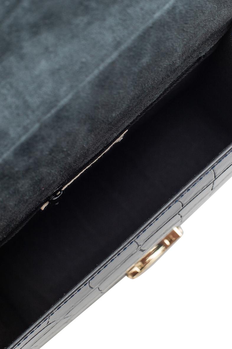 Sac Cuir MILENA effet CROCO - Noir