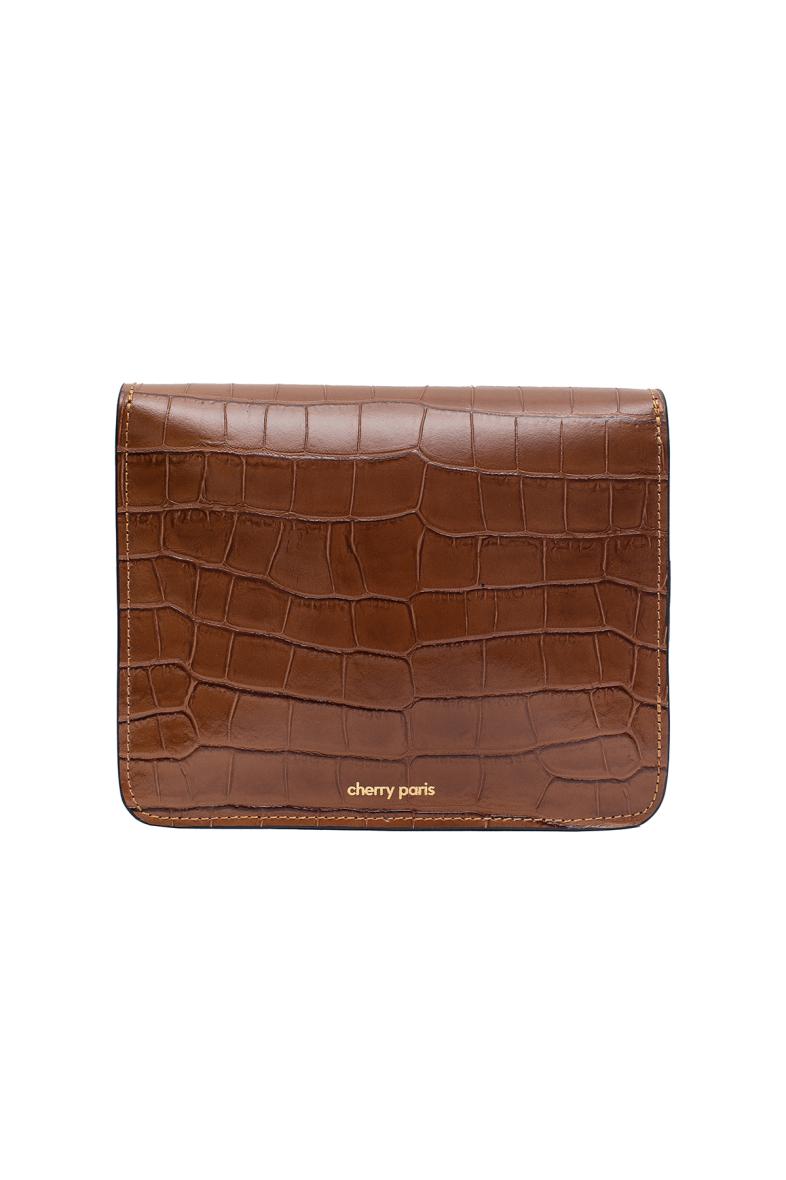 Sac Cuir MILENA effet CROCO - Camel