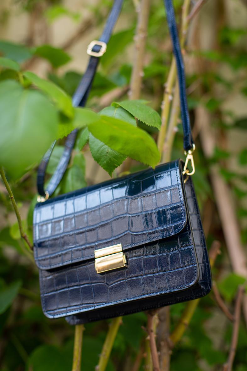 Sac Cuir MILENA effet CROCO - Marine