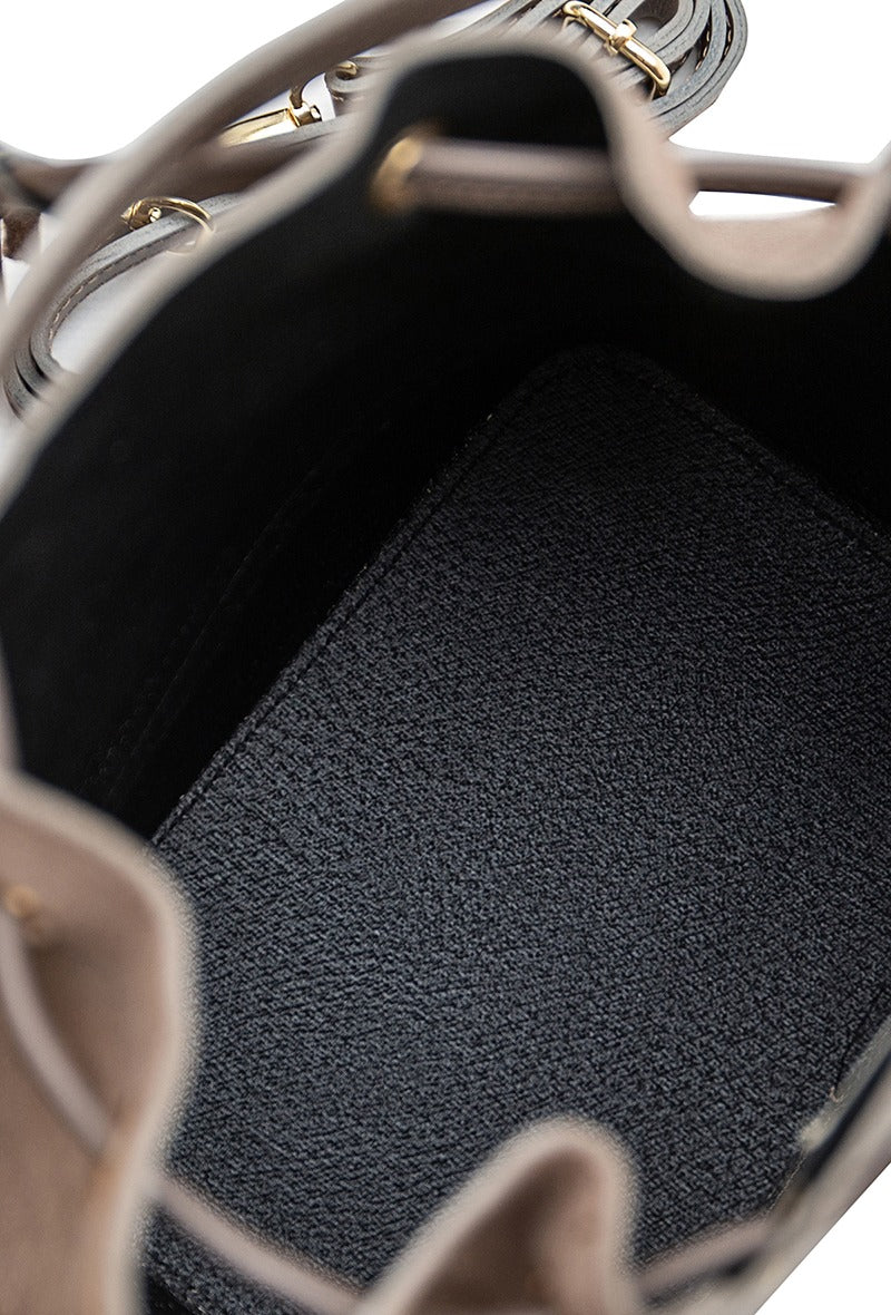 SOLINE Sac bourse en cuir, taupe