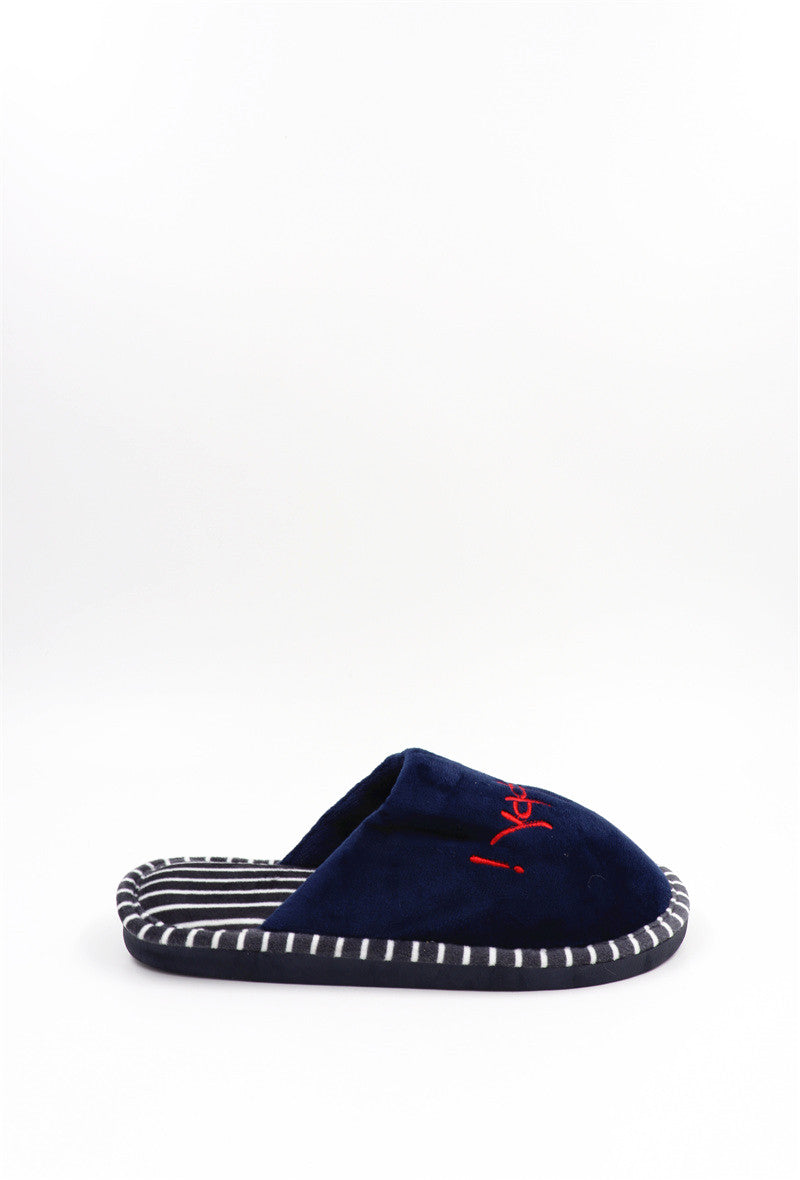 Chaussons Pantoufles fourrés femme, Bleu marine