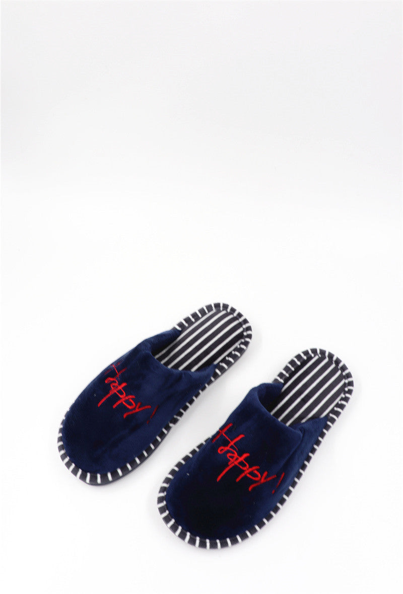 Chaussons Pantoufles fourrés femme, Bleu marine