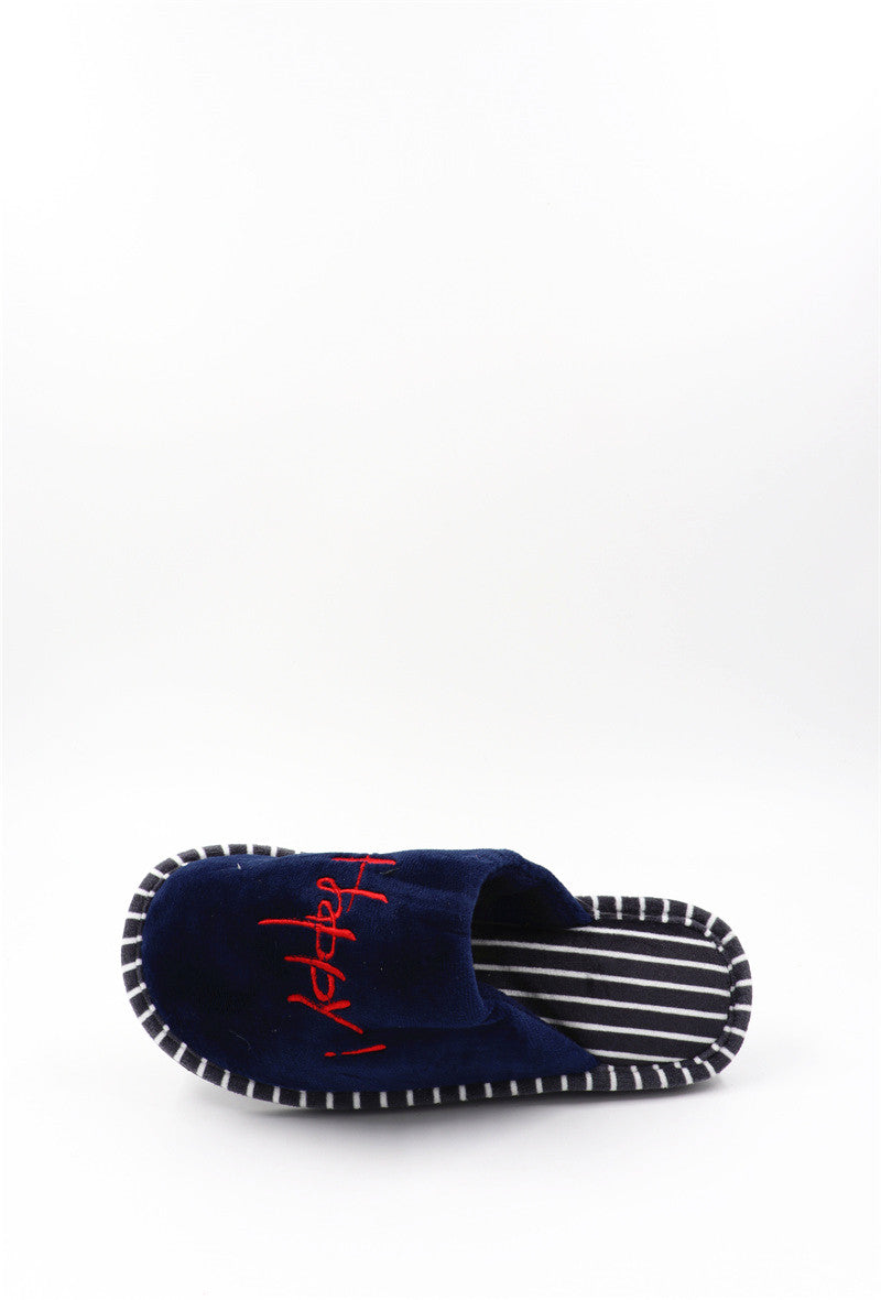 Chaussons Pantoufles fourrés femme, Bleu marine