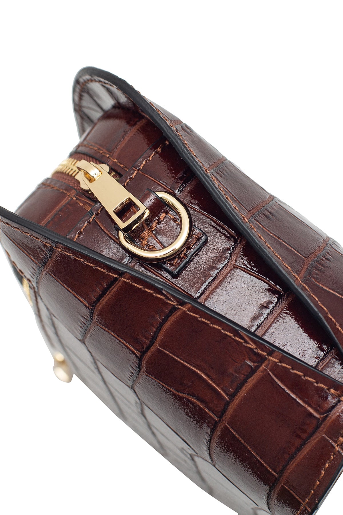 DEBORAH Croco Sac cuir Porté-travers, Marron