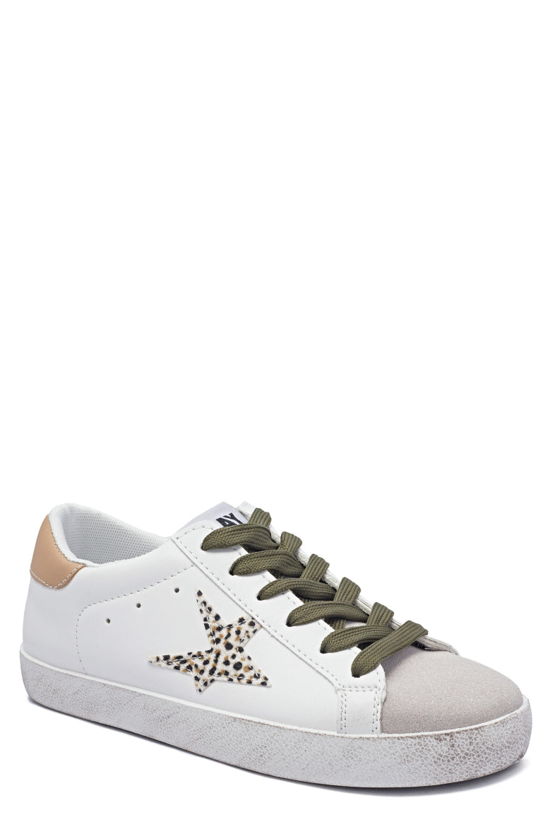 Baskets femmes basses à lacets, Blanc Taupe