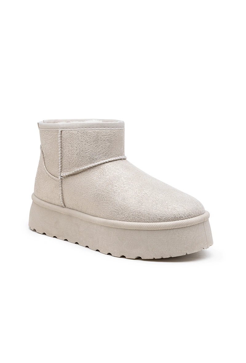 Bottines fourrées à plateforme, Doré claire