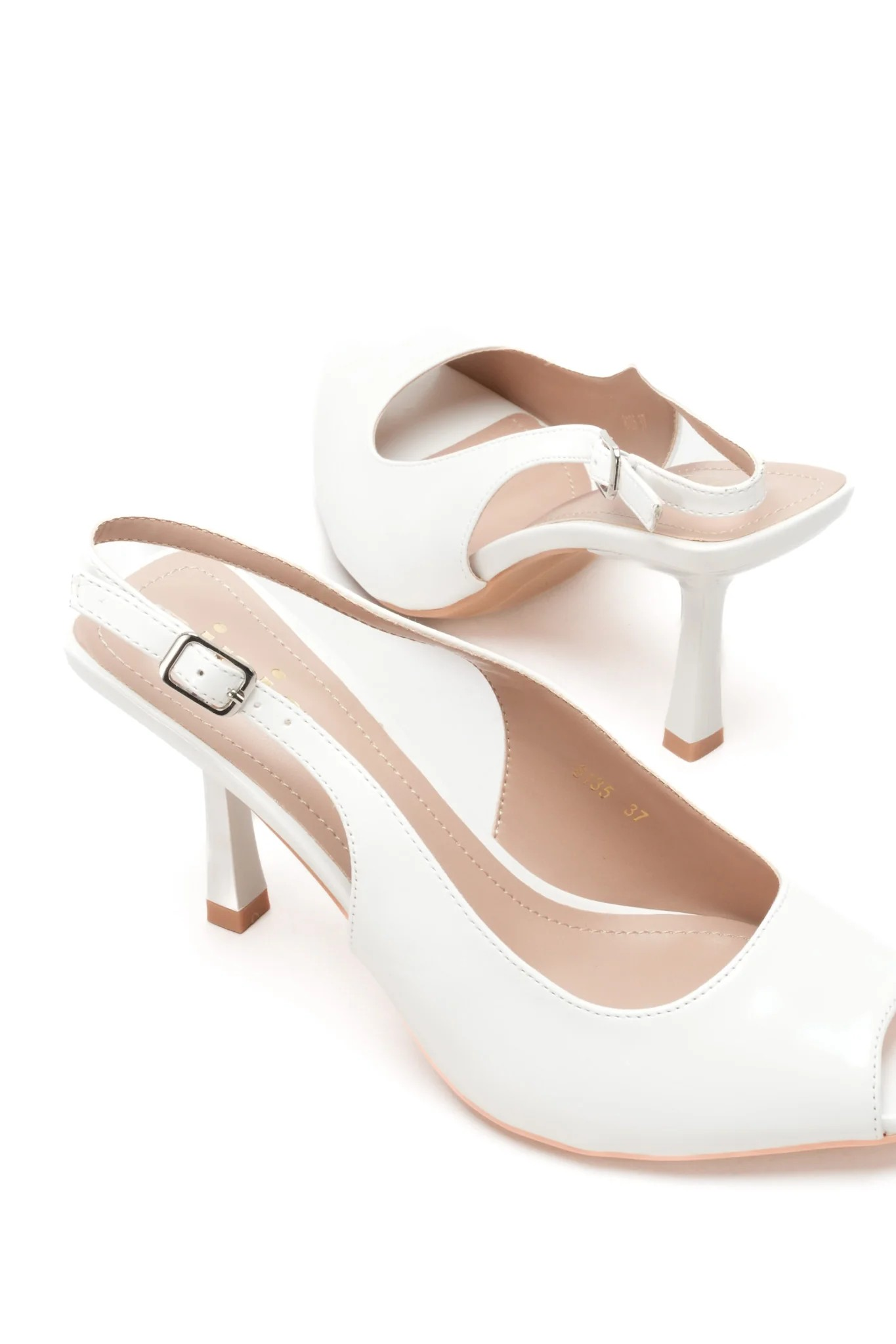 Escarpins slingback à bouts ouverts, Blanc
