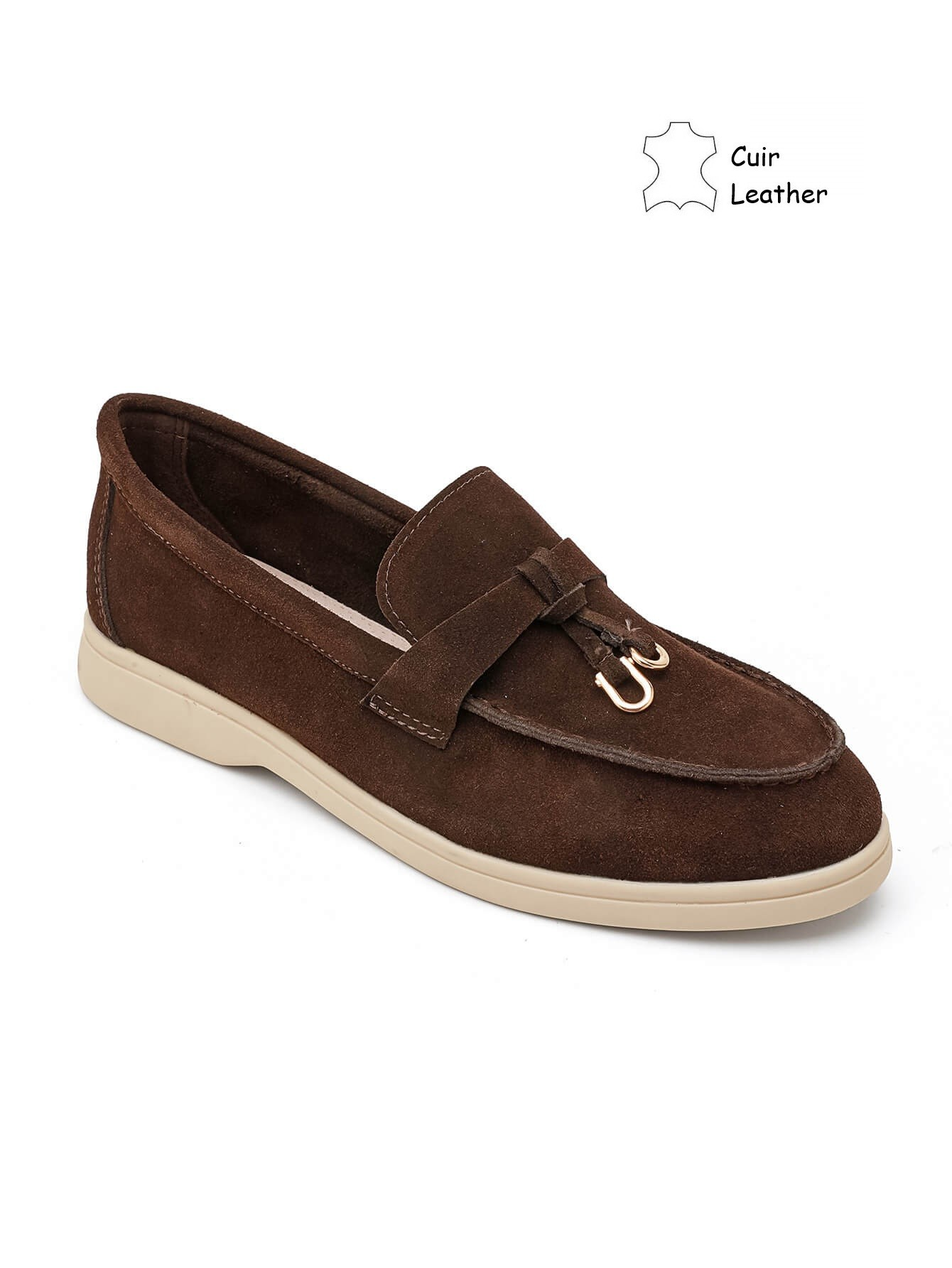 Mocassin / loafer en cuir daim pour femmes, Marron