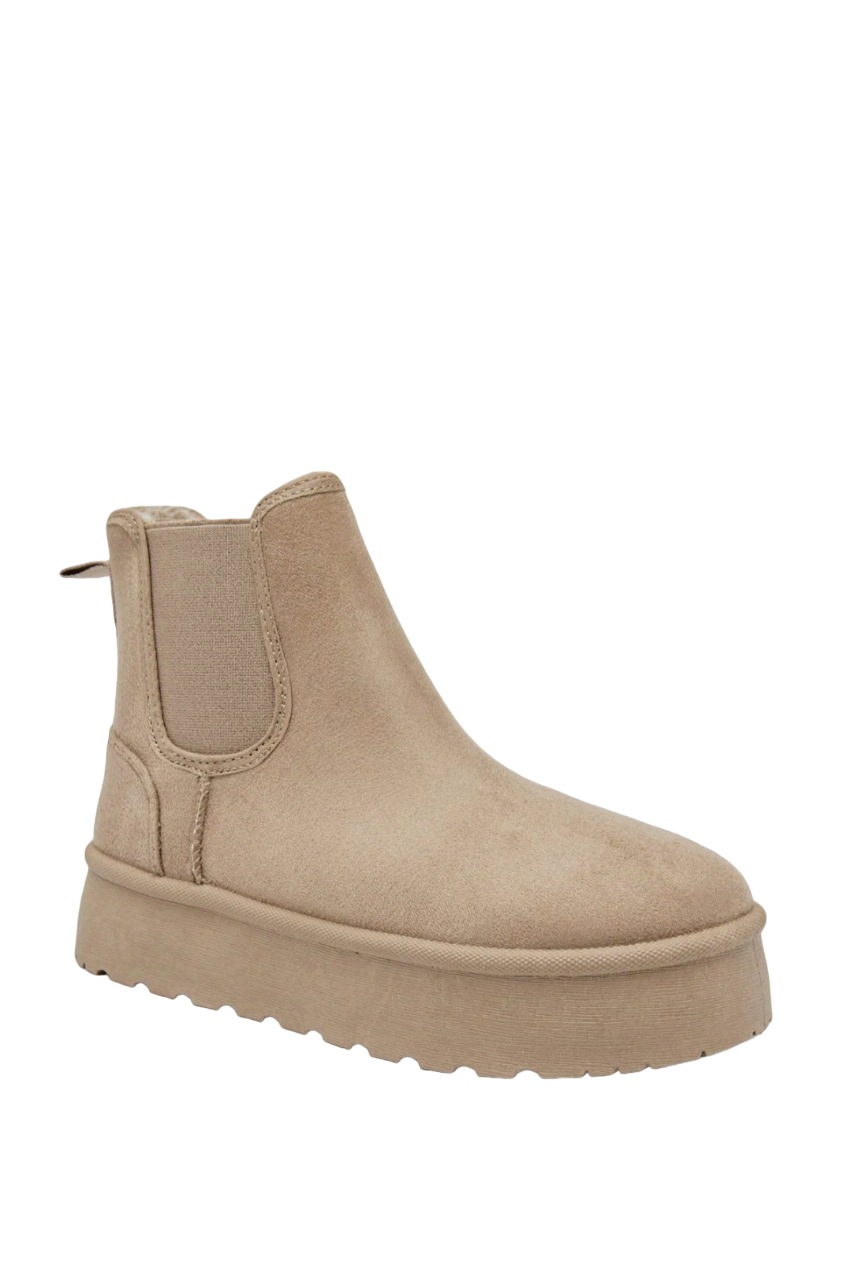 Boots fourrées style Chelsea plateforme, Taupe