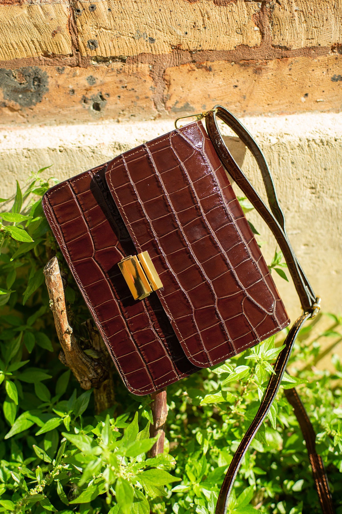 Handbag Sac Bandouliere Effet Croco Sac Cuir MILENA Effet CROCO