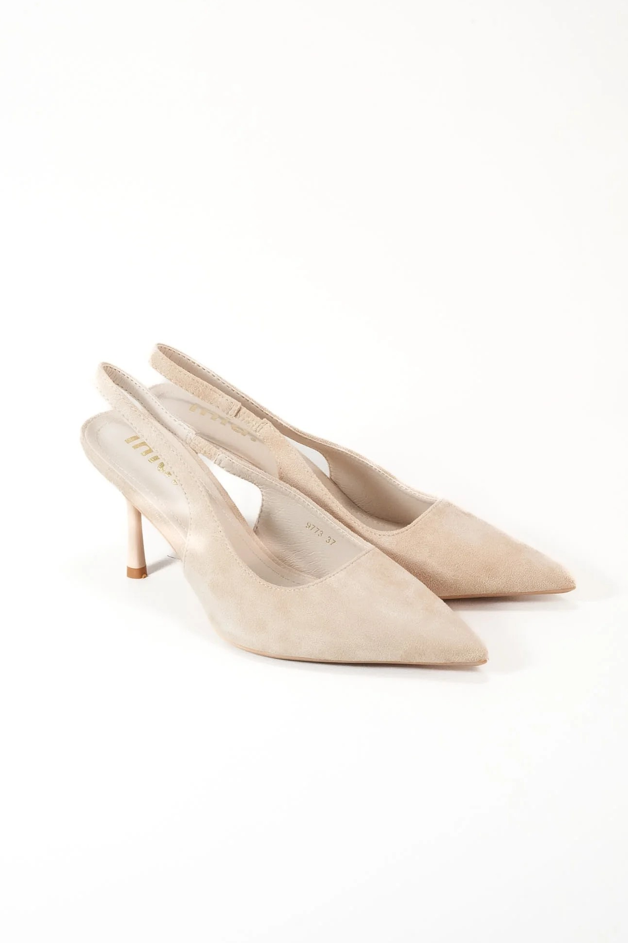 Escarpins slingback à talon aiguille, Beige