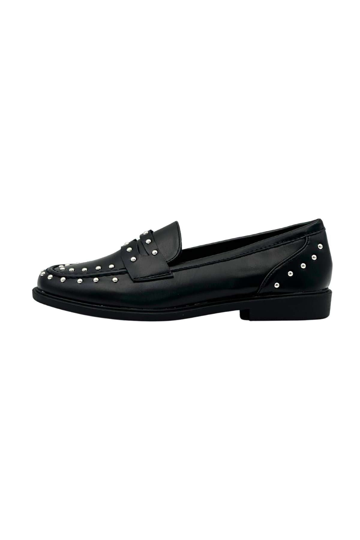 Mocassins plates à clous, Noir