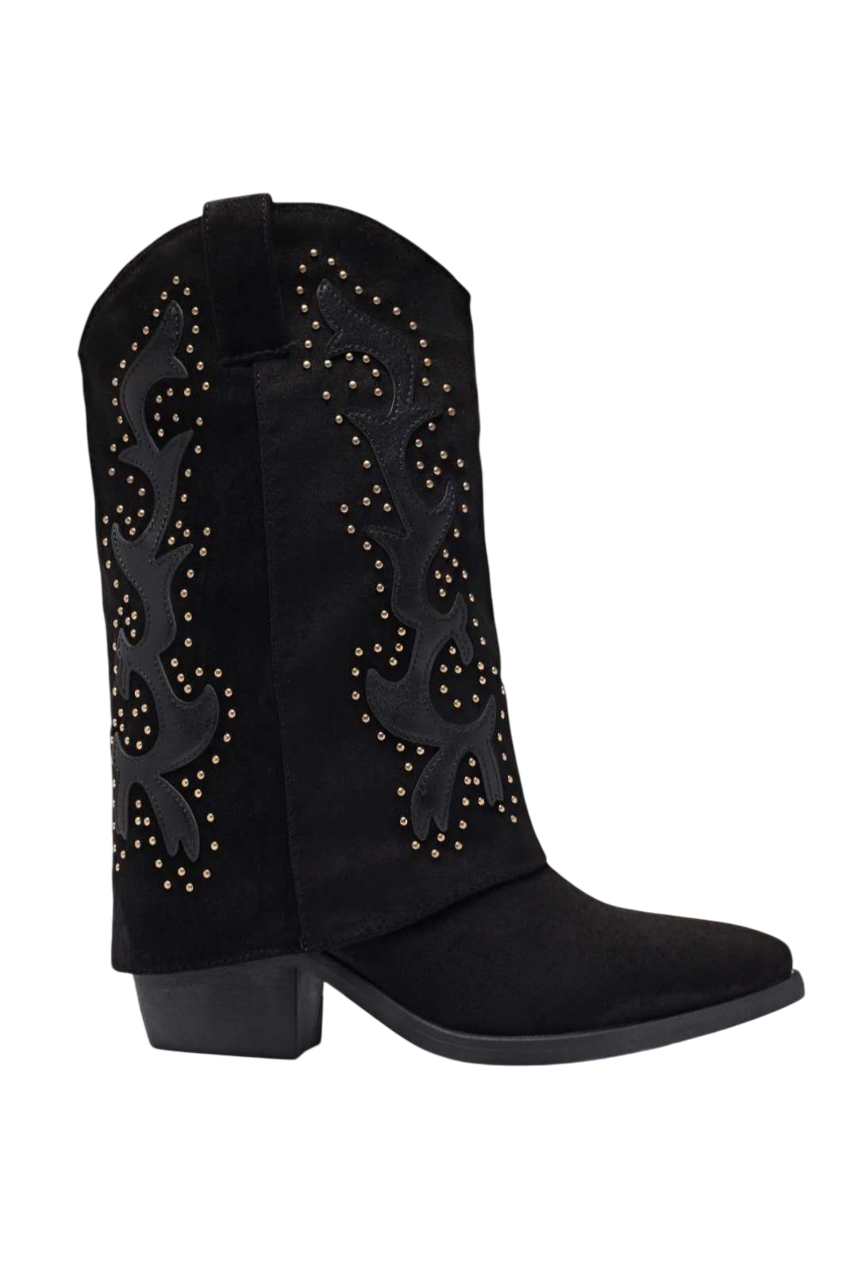 Bottes Santiags guêtres style Cowboy, Noir