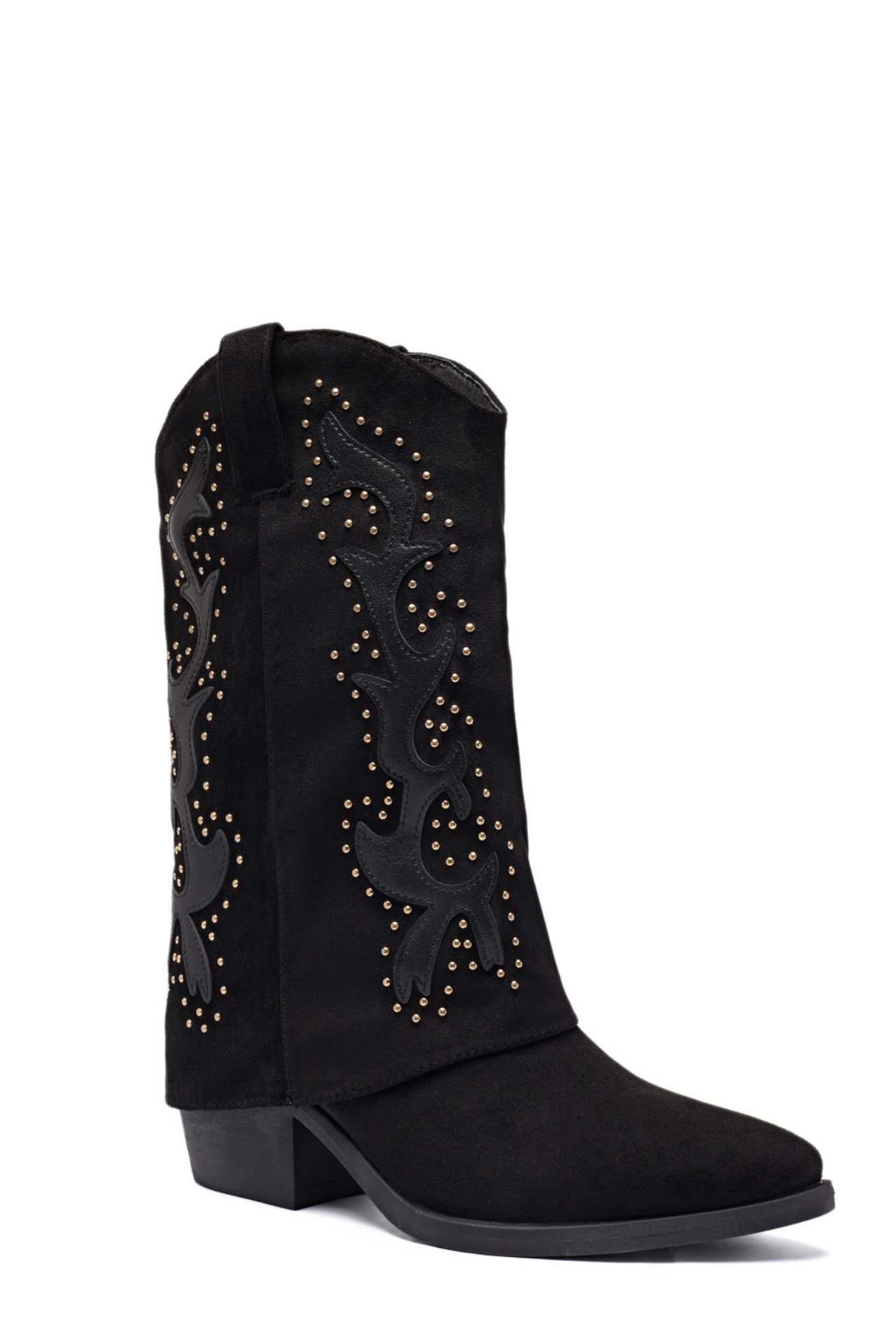 Bottes Santiags guêtres style Cowboy, Noir