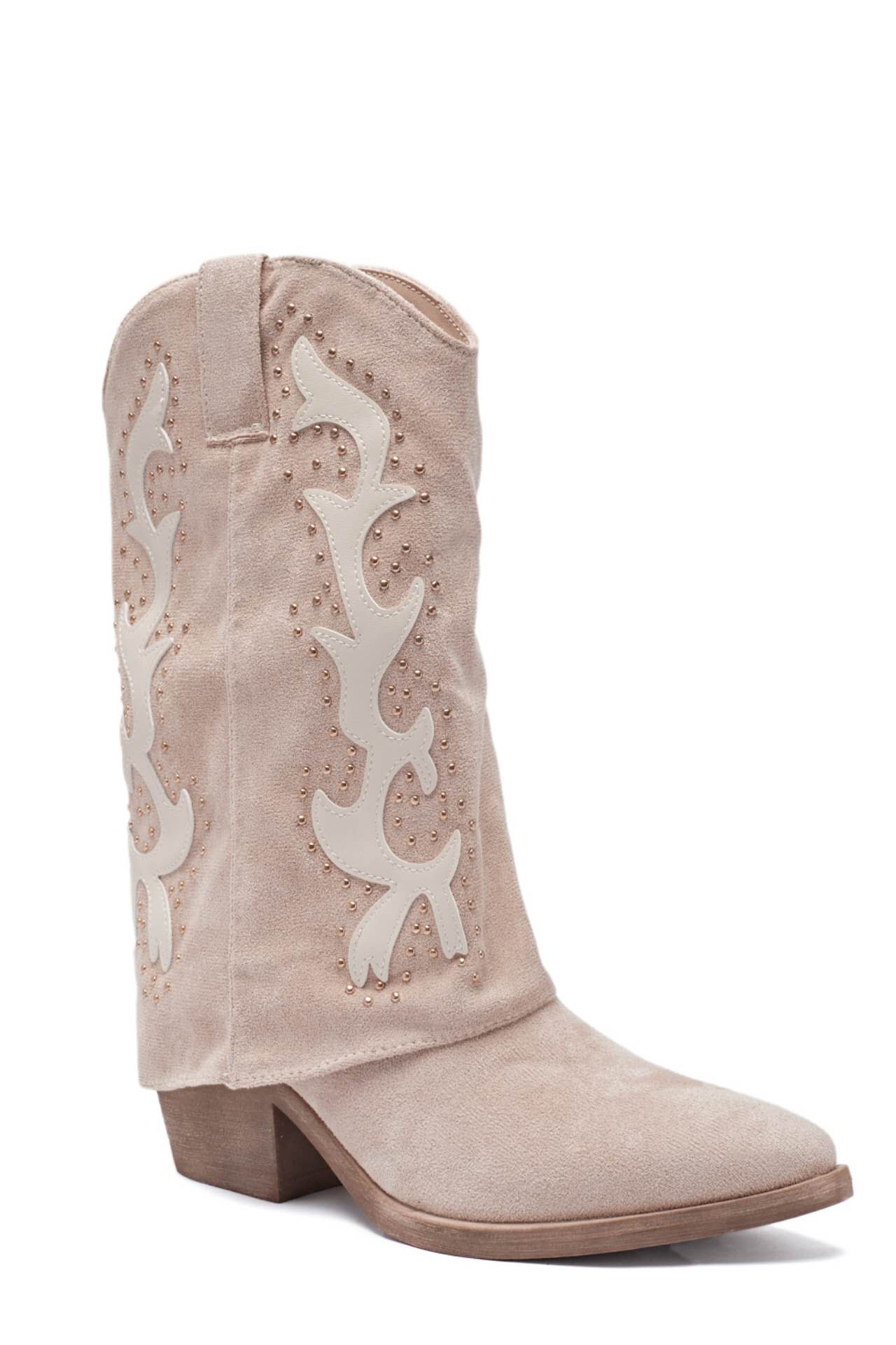 Bottes Santiags guêtres style Cowboy, Beige