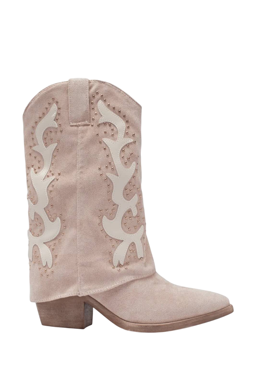 Bottes Santiags guêtres style Cowboy, Beige